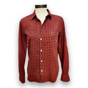 Frank & Eileen Barry Plaid Flannel Shirt Women’s S Red Black Italian Cotton USA